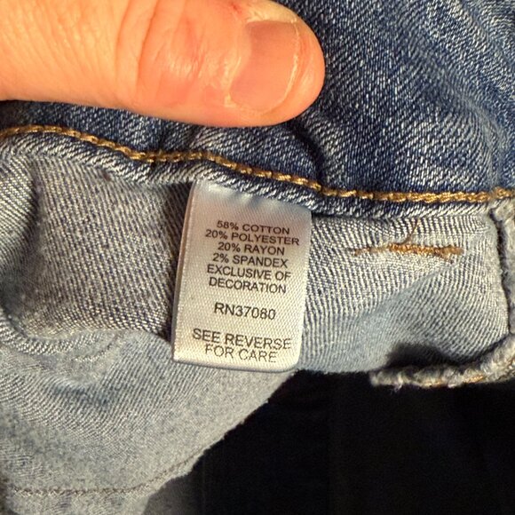 Est 1946 Plus Size 24W Denim Skirt Button Front Floral Embroidery Raw Hem - Picture 10 of 10